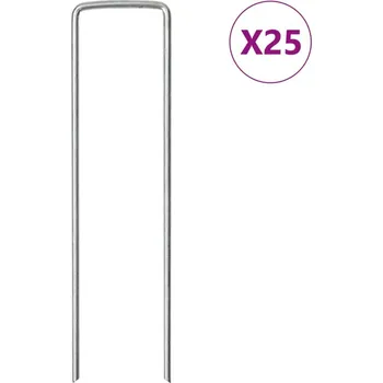OMAXI Zemní kolíky tvaru U 25 ks 15 x 3,5 cm pozinkovaná ocel 804403