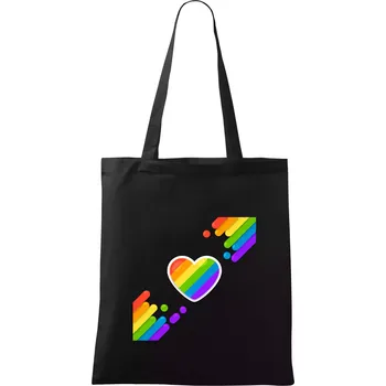 Nákupní taška Srdce uhlopříčně - Taška bavlněná - 42 x 38 cm ( Černá )