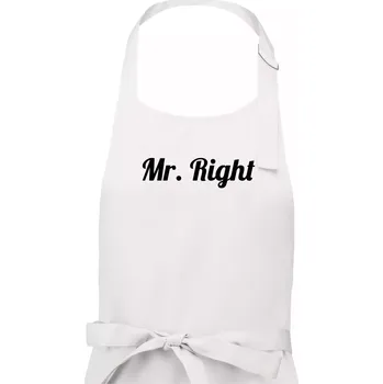 Kuchyňská zástěra Mr Right - Pánská zástěra na vaření - Univerzální velikost ( Bílá )