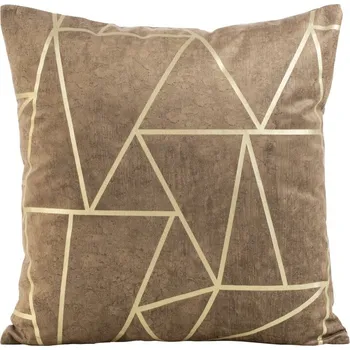 Povlečení Béžový sametový povlak na polštář se zlatým geometrickým potiskem MOLY 45x45 cm