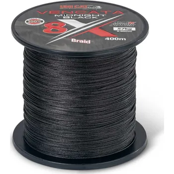 Uni Cat šňůra Vencata Midnight Black 8X 0.60mm 57kg, 400m (Pevná pletená šňůra k lovu sumců upletena z 8mi PE vláken černé barvy.)