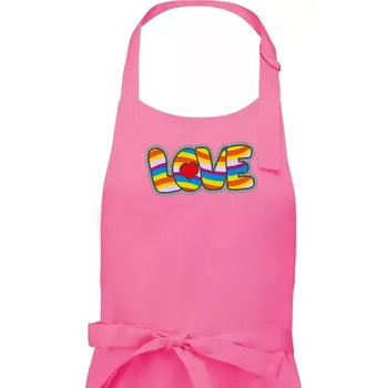 Kuchyňská zástěra Love nápis duhový - Pánská zástěra na vaření - Univerzální velikost ( Růžová )