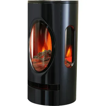 Voltomat HEATING Elektrický krb kulatý, 2000 W, 41 × 83,4 × 38,2 cm, černý B-BI-BG00807