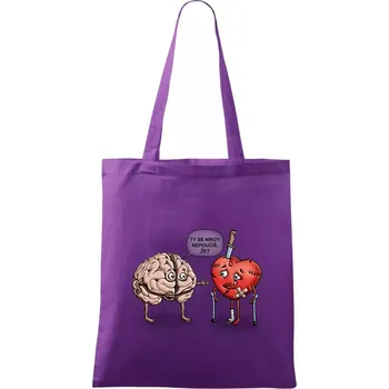 Nákupní taška Mozek a srdce - poučení (Hana-creative) - Taška bavlněná - 42 x 38 cm ( Fialová )