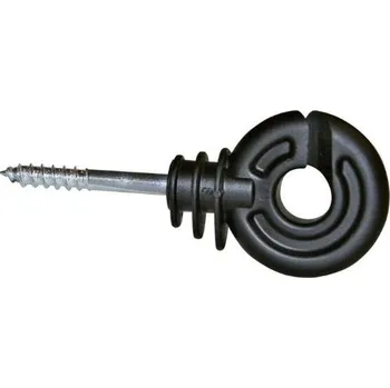 KERBL Izolátor kruhový s vrutem a krátkou pozinkovanou 5mm černý (25ks)