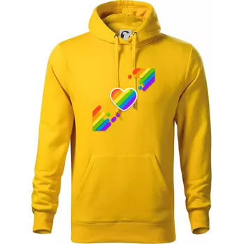 Pánská mikina Srdce uhlopříčně - Mikina pánská Cape s kapucí - S ( Žlutá )
