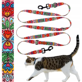 Vodítko pro psa OBOUSTRANNÉ vodítko , variabilní délka, 240 cm, pro kočky do 10 kg, Ukory SRdíčka, růžové