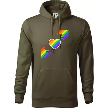 Pánská mikina Srdce uhlopříčně - Mikina pánská Cape s kapucí - 4XL ( Military )