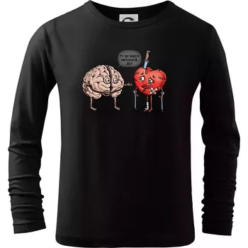 Chlapecké tričko Mozek a srdce - poučení (Hana-creative) - Triko dětské Long Sleeve - 158 cm/12 let ( Černá )