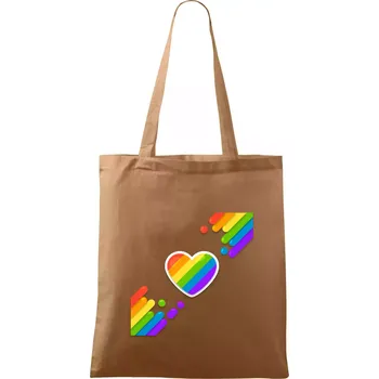 Nákupní taška Srdce uhlopříčně - Taška bavlněná - 42 x 38 cm ( Cappuccino )