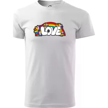 Pánské tričko Love s duhou v pozadí - Triko extra velké (5-8XL) - 6XL ( Bílá )