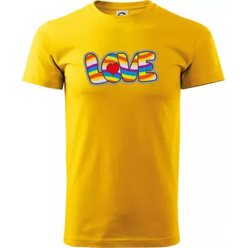Love nápis duhový - Triko extra velké (5-8XL) - 7XL ( Žlutá )