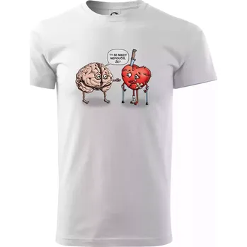Pánské tričko Mozek a srdce - poučení (Hana-creative) - Triko extra velké (5-8XL) - 6XL ( Bílá )