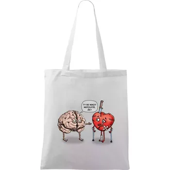 Nákupní taška Mozek a srdce - poučení (Hana-creative) - Taška bavlněná - 42 x 38 cm ( Bílá )