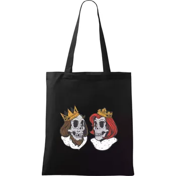 Nákupní taška King and Queen lebky - Taška bavlněná - 42 x 38 cm ( Černá )