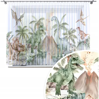 Obraz Hotová záclona dětská voál do dětského pokoje 300x160 dinosauři vzor 408