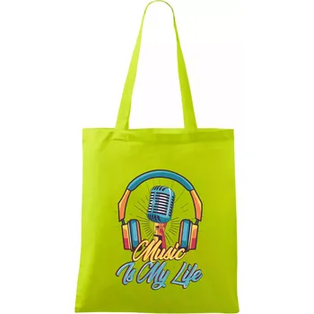 Music is my life sluchátka - Taška bavlněná - 42 x 38 cm ( Limetková )