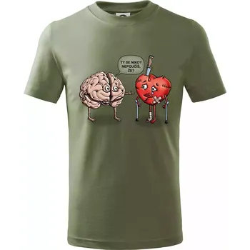 Mozek a srdce - poučení (Hana-creative) - Tričko dětské bavlněné - 158 cm/12 let ( Khaki )