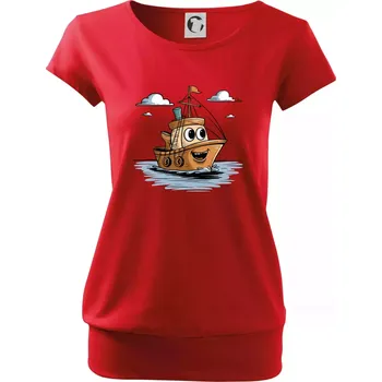 Dámské tričko Parové triko - Loď a kotva - Volné triko city - 3XL ( Červená )