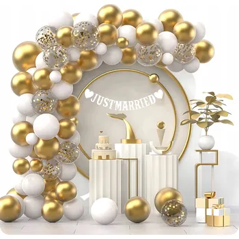 Balónková girlanda bílo-zlatá Just Married 110 ks