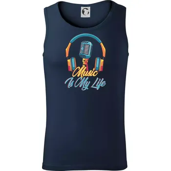 Music is my life sluchátka - Tílko pánské Core - S ( Námořní modrá (velmi tmavá - téměř černá) )
