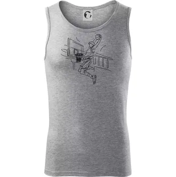 Basketbalista jedním tahem - výskok - Tílko pánské Core - L ( Tmavě šedý melír )