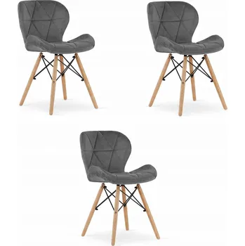 Jídelní židle Židle Oskar šedý velur 3 ks