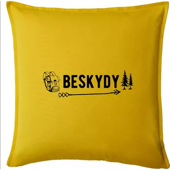 Polštář Beskydy nápis - Polštář 50x50 - 50x50 - Pouze potah ( Žlutá )