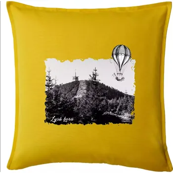 Polštář Retro Lysá hora - Polštář 50x50 - 50x50 - Pouze potah ( Žlutá )