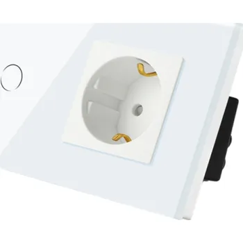 vypínač Zásuvka typu F s dotykovým 1gang vypínačem Bílá montážní rámečková zásuvka do zdi Elektrická zásuvka s vypínačem Skleněný panel