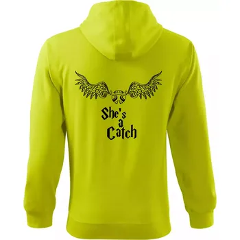 Pánská mikina Shes a catch - Mikina s kapucí na zip trendy zipper - XL ( Limetková )