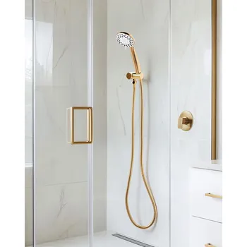 Sprchový set Sprchová hlavice s hadicí zlatá kov 3 režimy vodního proudu moderní styl koupelna Beliani