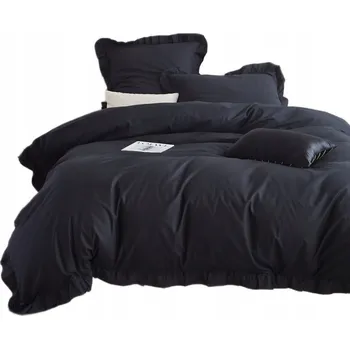 Povlečení Černé Tmavé Povlečení Ruffy Premium 100% Bavlna 140x200 s Volánkem