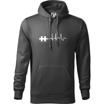 Pánská mikina EKG puzzle rozpojené - Mikina pánská Cape s kapucí - 4XL ( Tmavá břidlice (šedá se zeleným nádechem) )