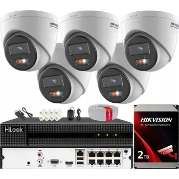 Bezpečnostní kamera Monitorovací sada 5 IP kamer 4MPx ColorVu Hybrid Light 30m Hikvision 2TB