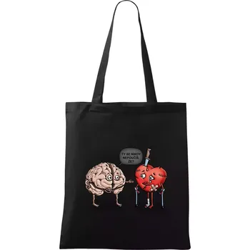 Nákupní taška Mozek a srdce - poučení (Hana-creative) - Taška bavlněná - 42 x 38 cm ( Černá )
