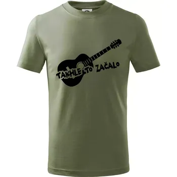 Kytara, takhle to všechno začalo - Tričko dětské bavlněné - 104-110cm / 3-4 roky ( Khaki )