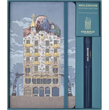 Blok Moleskine Casa Batlló Sada - linkovaný zápisník L a propisovací tužka Kaweco