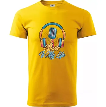 Music is my life sluchátka - Triko extra velké (5-8XL) - 7XL ( Žlutá )
