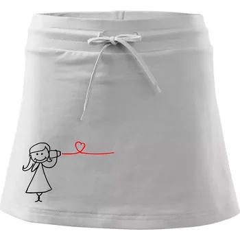 Dámská sukně Láska telefon - Sportovní sukně - two in one - S ( Bílá )