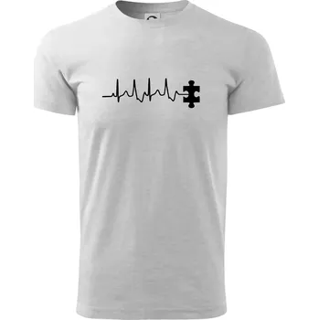 EKG puzzle rozpojené - Triko extra velké (5-8XL) - 6XL ( Světlešedý Melír )