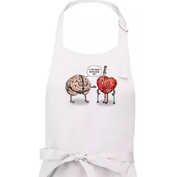 Kuchyňská zástěra Mozek a srdce - poučení (Hana-creative) - Pánská zástěra na vaření - Univerzální velikost ( Bílá )