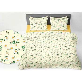 Povlečení Povlečení krepové Margaretky TiaHome 1x Polštář 90x70cm, 1x Přikrývka 140x200cm