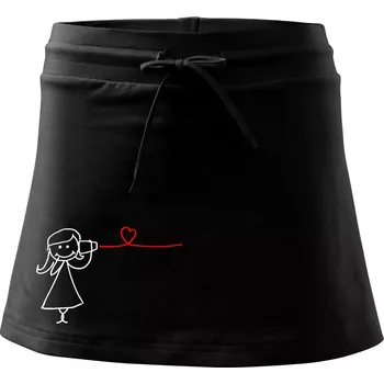 Dámská sukně Láska telefon - Sportovní sukně - two in one - XL ( Černá )