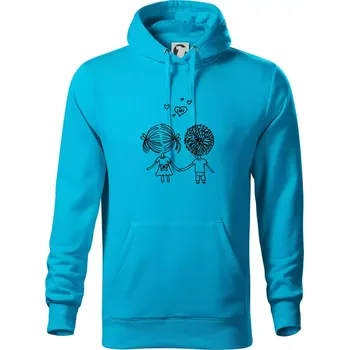 Pánská mikina Love Kluk - Holka - Mikina pánská Cape s kapucí - 5XL ( Světlý tyrkys )
