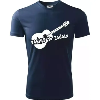 Kytara, takhle to všechno začalo - Dětské triko sportovní (dresovina) - 158 cm/12 let ( Námořní modrá (velmi tmavá - téměř černá) )