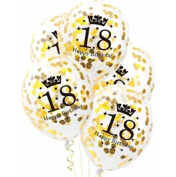 Party dekorace Průhledné balónky se zlatým konfety k 18. narozeninám, 30 cm, 3 ks