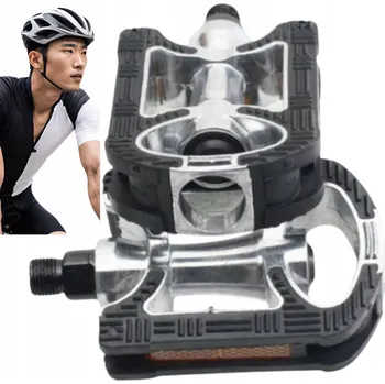 Pedál na kolo HLINÍKOVÉ PEDÁLY FP-910 PROTISKLUZOVÉ S ODRÁZKAMI STŘÍBRNO-ČERNÉ