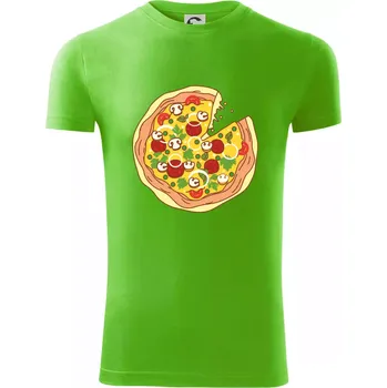 Pánské tričko Pizza + Pizza kousek - Viper FIT - Pánské zůžené tričko - S ( Apple Green )
