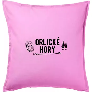 Polštář Orlické hory nápis - Polštář 50x50 - 50x50 - Pouze potah ( Růžová )